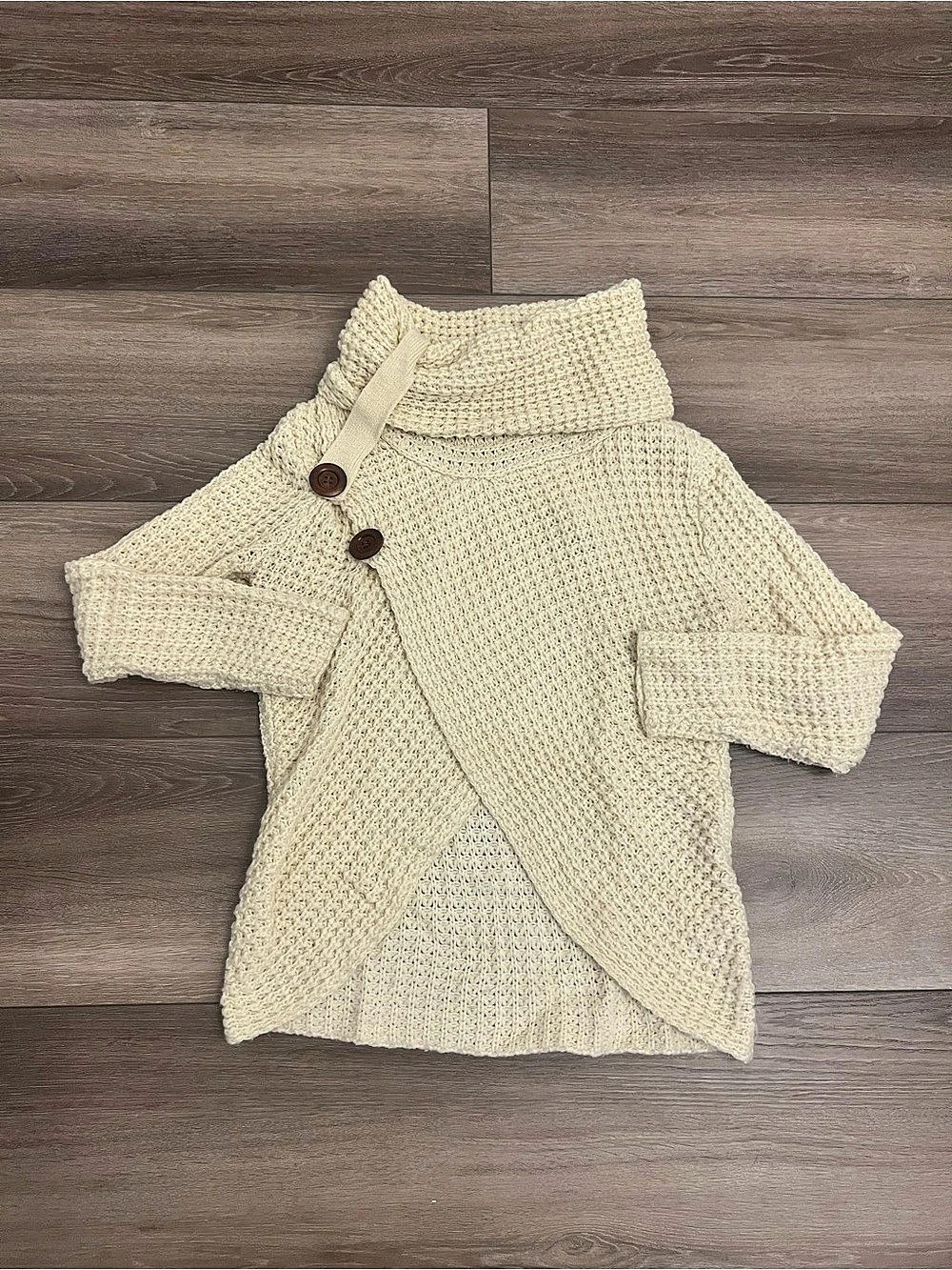 Miracle Cream Knit Wrap Cardigan Size Small